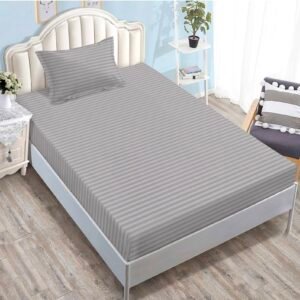 Чаршаф с ластик + една калъфка ГРЕЙ 90x200