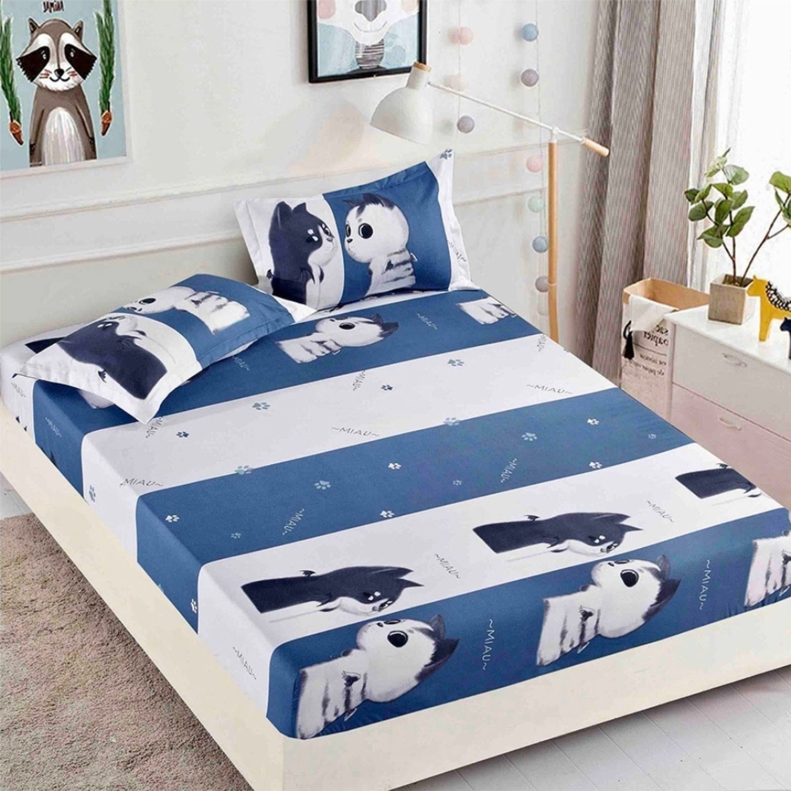 Чаршаф с ластик +2 бр. калъфки 180*200