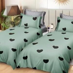 Комплект СЪРЦА с 2 горни плика, 100% памучен сатен 7 части 220*240 без ластик