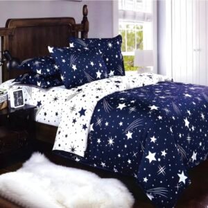 Комплект КОСМОС с 2 горни плика, 100% памучен сатен 7 части 220*240 без ластик