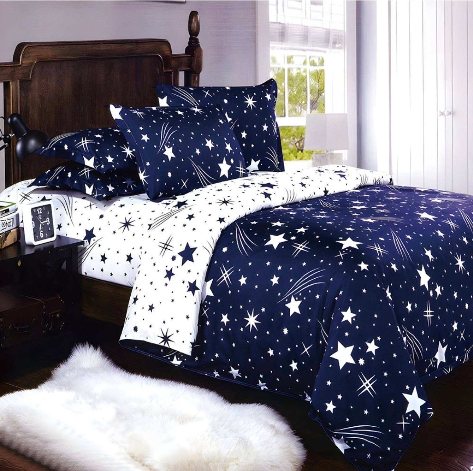 Комплект КОСМОС с 2 горни плика, 100% памучен сатен 7 части 220*240 без ластик