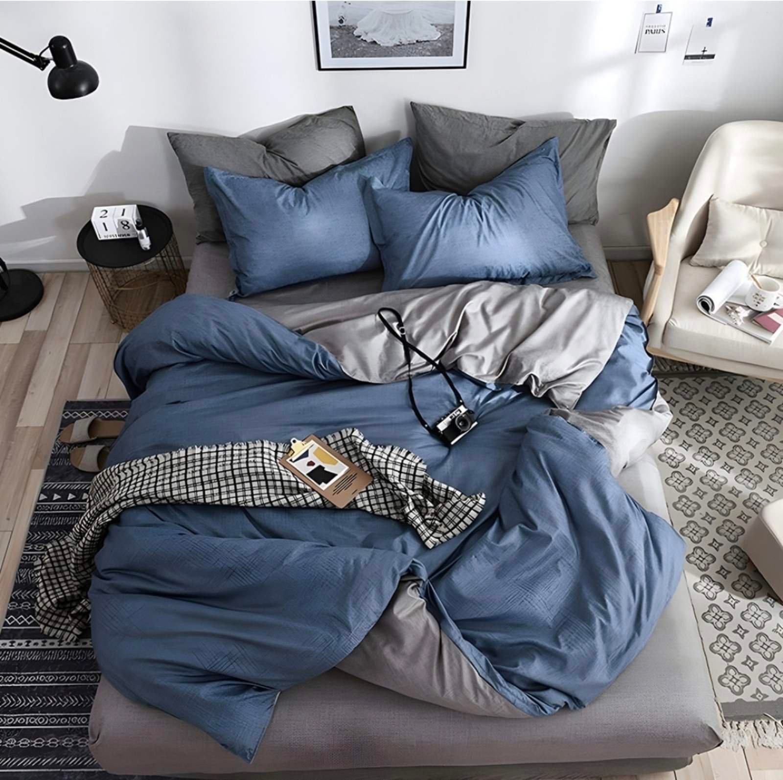 Комплект ЛЕНИ от 7 части, с два горни плика 100% памучен сатен 220*240 без ластик